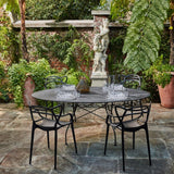 KARTELL 4-6 Seater Outdoor Dining Set with GLOSSY Table [Aged Bronze] & MASTERS Chairs [Sage Green]