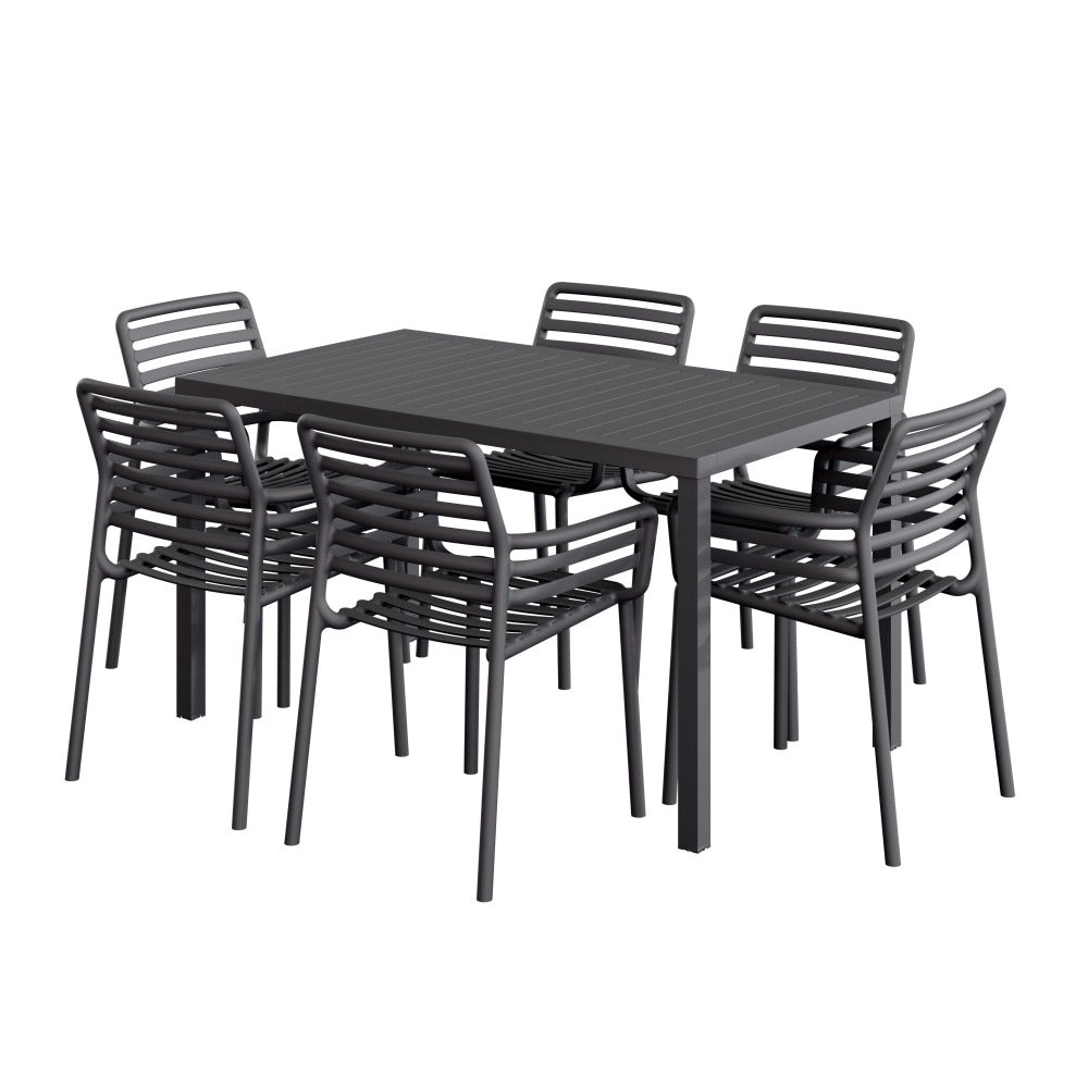 NARDI CUBE 4-6 Seater Anthracite Garden Table with Doga Armchairs