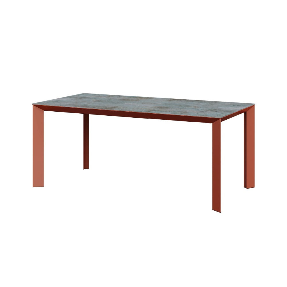 POINTHOUSE DIAMANTE 4-8 Seater Dining Table [Brick Red/Oxidised Green]