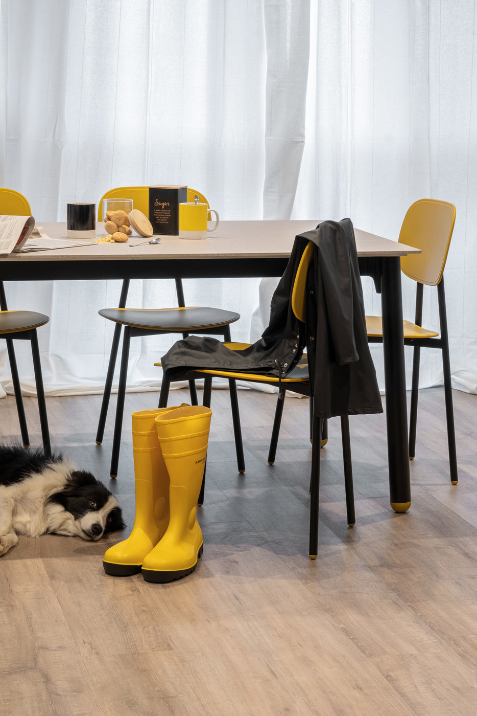 POINTHOUSE COMBO 4-10 Seater Dining Table [Black/Ice/Yellow]