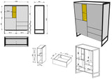 KOBE-1 Dining Room Set with Table, Chairs & 2 Sideboards