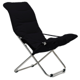 FIAM FIESTA SOFT Deck Chair with CHICO Footstool and Cushions - Aluminium frame [Black]