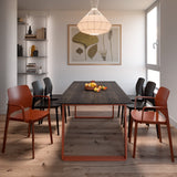 POINTHOUSE OTTO 6 Seater Dining Table [Brick Red / Burnt Wood]