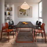 POINTHOUSE OTTO 6 Seater Dining Set with TIPA Chairs [Brick Red / Burnt Wood]