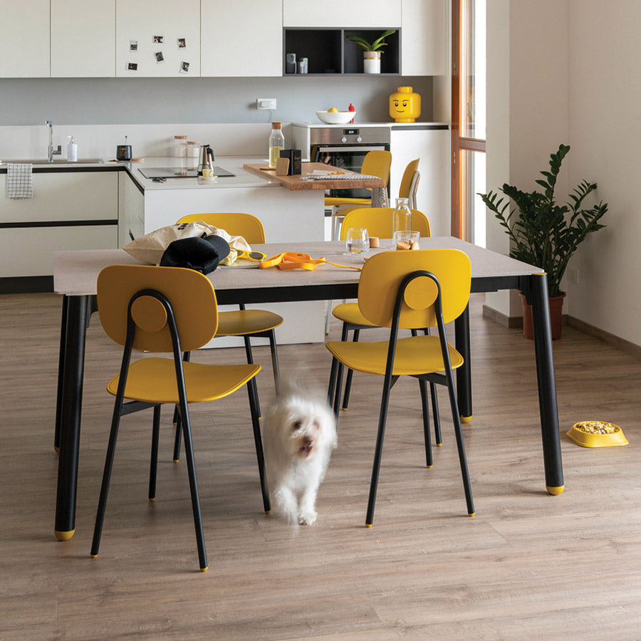 POINTHOUSE COMBO Extending 4-10 Seater Dining Table [Black/Ice/Yellow]