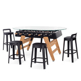 RS BARCELONA RS3 Wood 4-6 Seater Football-Dining Set With Ombra Stools - BLACK