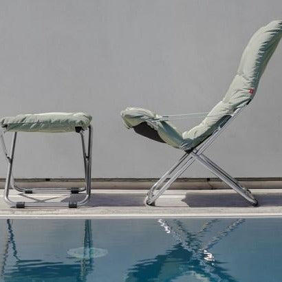 FIAM FIESTA SOFT Deck Chair with CHICO Footstool and Cushions - Aluminium frame [Sage Green]