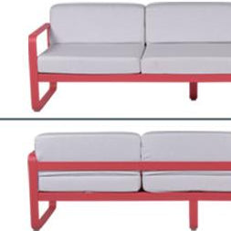 FERMOB Bellevie 3-Seater Outdoor Sofa with Off-White Cushions