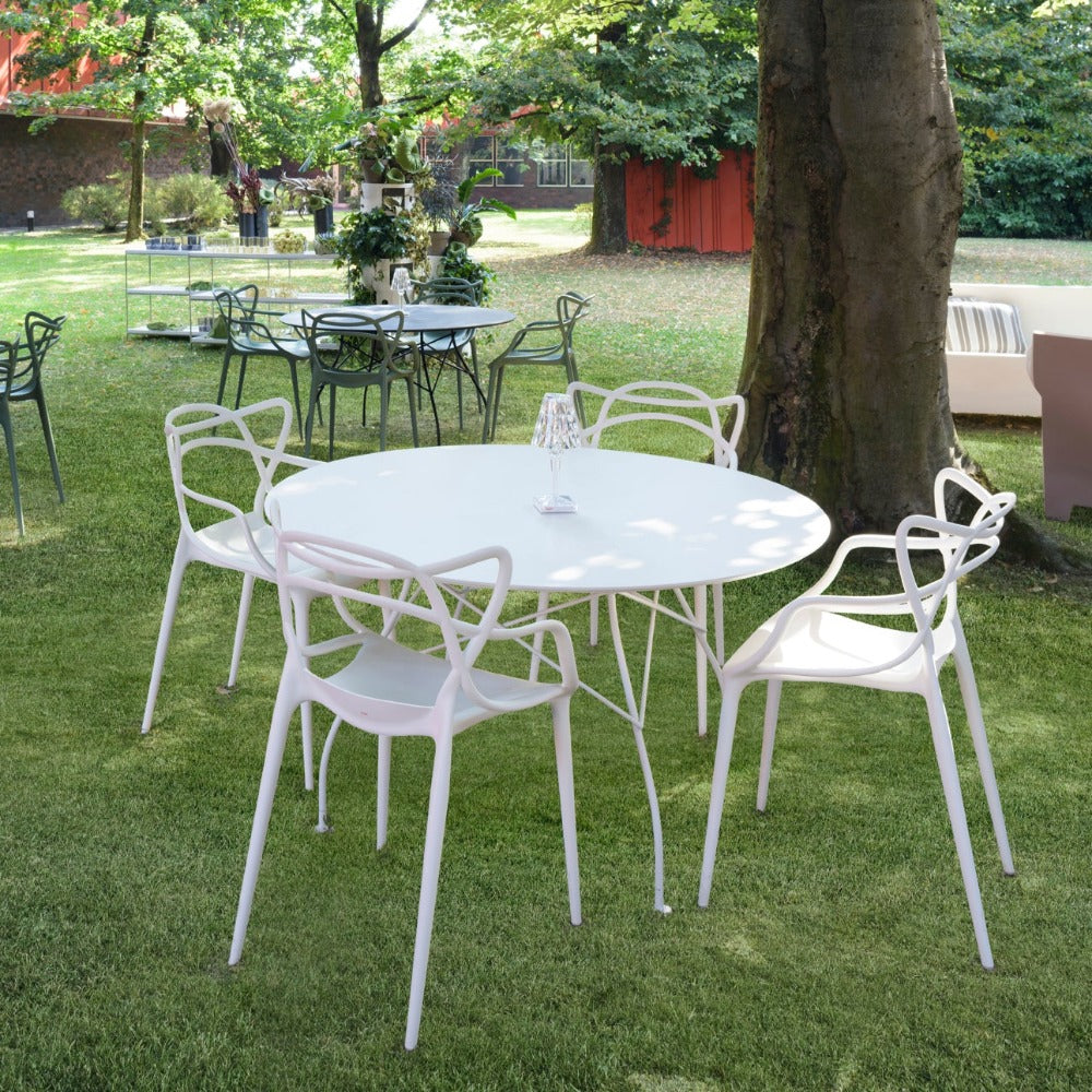 KARTELL 4-6 Seater Outdoor Dining Set with GLOSSY Table [White] & MASTERS Chairs [White]