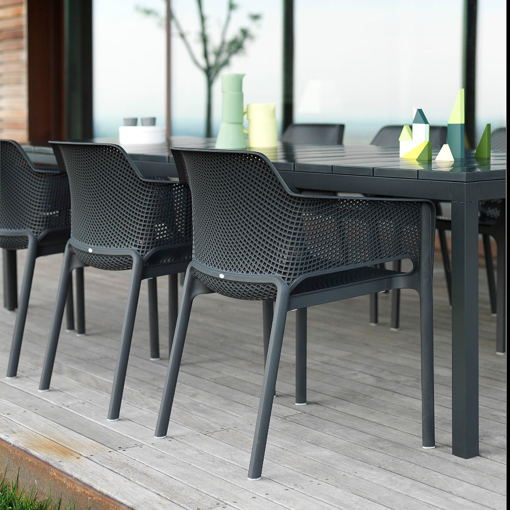NARDI RIO EXT 8-10 Seater Dining Set with NET Chairs - ANTHRACITE