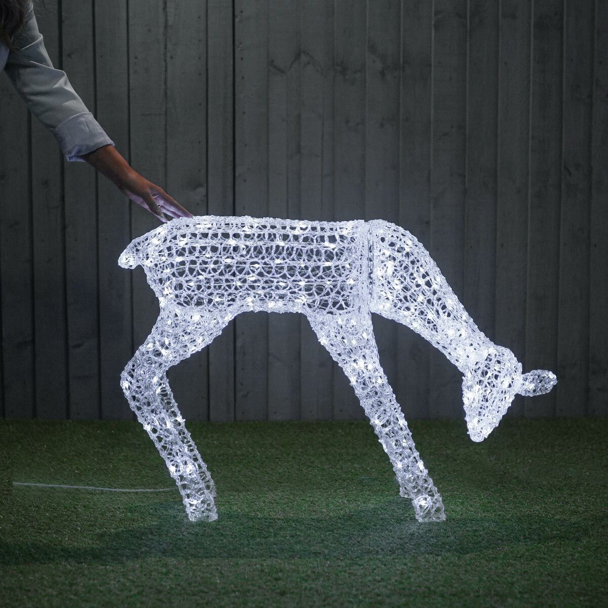 CHRISTMAS Outdoor White LED Reindeer Figure - MEDIUM [70 cm]