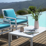 NARDI ARIA 4 Seater Garden Lounge Set - WHITE with AQUAMARINE cushions
