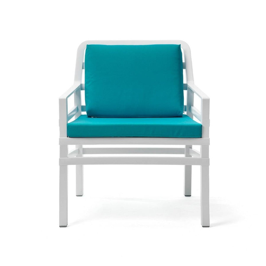 NARDI ARIA 4 Seater Garden Lounge Set - WHITE with AQUAMARINE cushions